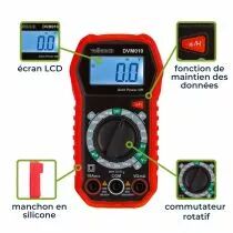 Multim&egrave;tre num&eacute;rique compact et antichoc - cat iii - 600 v - 5 fonctions (DVM010)