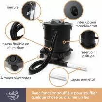Aspirateur &agrave; cendres - 1200w- 20l - avec base roulante (TCA90201)