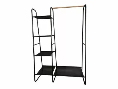 Portant � v�tements avec �tag�res - m�tal - noir - 100 x 40 x 150 cm (MP-340025)