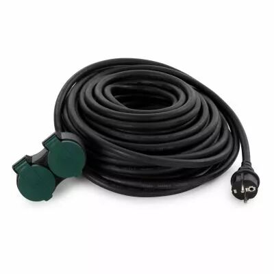 Rallonge �lectrique avec 2 prises - usage ext�rieur - 20 m - noir - 3g2.5 - terre fran�aise - (EGEC25220)