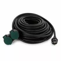 Rallonge &eacute;lectrique avec 2 prises - usage ext&eacute;rieur - 20 m - noir - 3g2.5 - terre fran&ccedil;aise - (EGEC25220)
