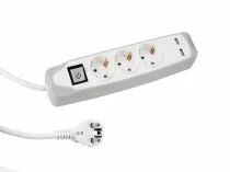 Multiprise &agrave; 3 voies avec interrupteur - 2 ports usb - c&acirc;ble de 1,5 m - mise &agrave; la terre (EB3CGUSB-G)