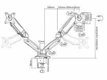 Bureau bras de moniteur avec ressort &agrave; gaz, 2 &eacute;crans (ACTAC8312)