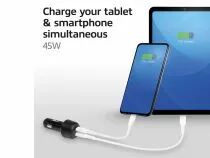 Chargeur de voiture usb, 2 x usb-c, fonction power delivery, 45w, 3a, noir (ACTAC2200)