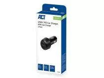 Chargeur de voiture usb, 2 x usb-c, fonction power delivery, 45w, 3a, noir (ACTAC2200)