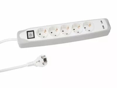 Multiprise 5 prises avec interrupteur - 2 ports usb - c�ble de 1,5 m - mise � la terre (EB5CGUSB-G)