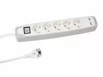 Multiprise 5 prises avec interrupteur - 2 ports usb - c&acirc;ble de 1,5 m - mise &agrave; la terre (EB5CGUSB-G)