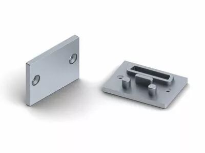 Capuchon en aluminium pour diffuseur ppma pour ruban led alu-epoxy - sans trou de c�ble - argent (EC-EP-PMMA-H1)