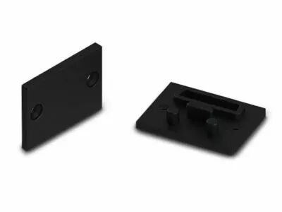 Capuchon en aluminium pour diffuseur ppma pour ruban led alu-epoxy - sans trou de c�ble - noir (EC-EP-B1)