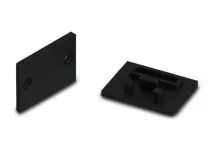 Capuchon en aluminium pour diffuseur ppma pour ruban led alu-epoxy - sans trou de c&acirc;ble - noir (EC-EP-B1)
