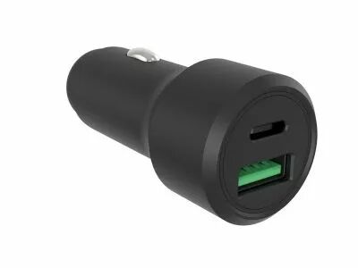 Chargeur usb pour voiture - bo�tier en aluminium - 2 sorties - usb-a & usb-c - 38w (PSS6EUSB53)
