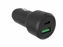 Chargeur usb pour voiture - bo&icirc;tier en aluminium - 2 sorties - usb-a & usb-c - 38w (PSS6EUSB53)