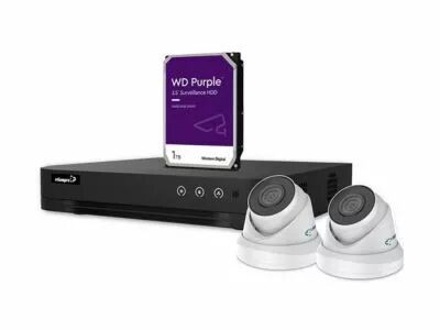 Kit vid�osurveillance ip - enregistreur nvr 4 canaux - 2 x cam�ra d�me ip blanche - 1 to hd - c�bles (CCTVPROM20W)