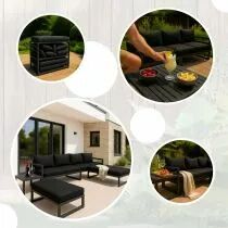 Ensemble de salon - tout-en-un - noir + anthracite (TS-B-ANTR)