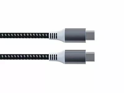 C�ble usb - usb 2.0 c � c 60w, 480mbps, magn�tique, nickel�, c�ble tress� en coton - 1 m�tre (HQMUSB210)