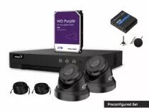 Kit de d&eacute;marrage pour cam&eacute;ras de s&eacute;curit&eacute; ip - nvr 4 canaux - 2 x 2mp cam&eacute;ras d&ocirc;me ip - disque dur 2 to - c&acirc;bles - routeur indus