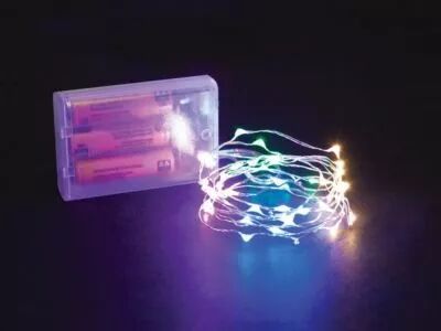 Microlight led - 2 m - 40 lampes multicolores - fil argent� - piles non fournies (MC-LED-2-40-MC)