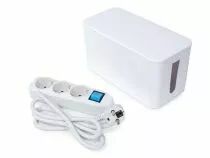 Bloc multiprise avec bo&icirc;te de rangement - 3 prises - c&acirc;ble de 1.5 m - blanc - terre allemande (EB3WSWOG)