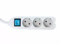 Bloc multiprise avec bo&icirc;te de rangement - 3 prises - c&acirc;ble de 1.5 m - blanc - terre allemande (EB3WSWOG)