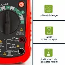 Multim&egrave;tre num&eacute;rique antichoc auto-range true rms - cat iii - 1000 v - 8 fonctions (DVM030)