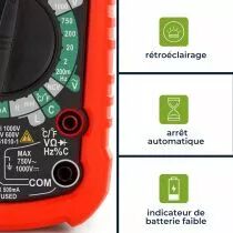 Multim&egrave;tre num&eacute;rique industriel antichoc &agrave; valeur efficace vraie - cat iii - 1000 v / cat iv - 600v - 11 fonctions (DVM040)
