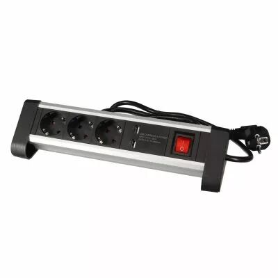 Multiprise de table - 3 prises - 2 ports usb - 2.4 a - terre allemande (EBP03DSUN1-G)