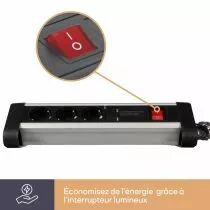 Multiprise de table - 3 prises - 2 ports usb - 2.4 a - terre allemande (EBP03DSUN1-G)