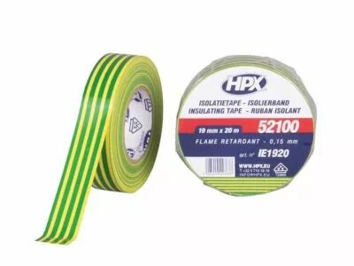 Ruban isolant pvc vde - jaune/vert 19mm x 20m (HPXIE1920)