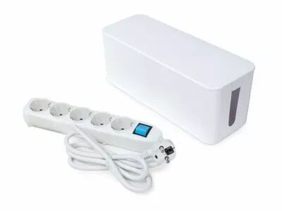 Bloc multiprise avec bo�te de rangement - 5 prises - c�ble de 1.5 m - blanc - terre allemande (EB5WSWOG)