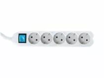 Bloc multiprise avec bo&icirc;te de rangement - 5 prises - c&acirc;ble de 1.5 m - blanc - terre allemande (EB5WSWOG)