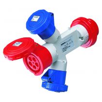 Adapteurs étanches 3p+n+t 16a 6h sorties 2p+t/3p+t/3p+n+t (GW64060)