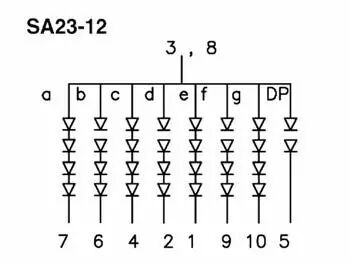 Afficheur 7 segments 57mm anode commune - hyper rouge (SA23-12SRWA)