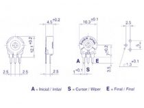 Ajustable piher 10k (serie s - vertical - pour axe) (K010SVS)