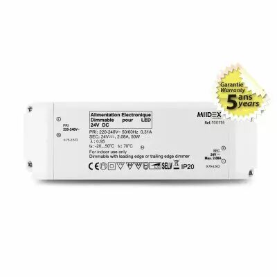 ALIM  LED  24V DC DIMMABLE COUPURE PHASE 50W IP20 (100115)