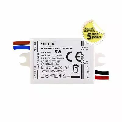 ALIM LED 12V DC 420mA 5W IP68 (75281)