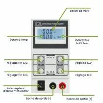 Alimentation &Agrave; D&eacute;coupage Dc Lab 0-30 Vcc / 0-10 A Max / Avec Afficheur Lcd (LABPS3010SM)