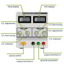 Alimentation Dc Lab À Double Afficheur Lcd / 0-30 Vcc 0-3 A Max (LABPS3003)