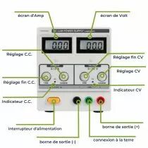 Alimentation Dc Lab &Agrave; Double Afficheur Lcd / 0-30 Vcc 0-3 A Max (LABPS3003)