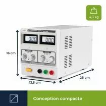 Alimentation Dc Lab &Agrave; Double Afficheur Lcd / 0-30 Vcc 0-3 A Max (LABPS3003)