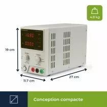 ALIMENTATION DE LABORATOIRE DC 0-30 VCC 0-5 A MAX / AVEC DOUBLE AFFICHEUR LED (LABPS3005N)