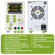ALIMENTATION DE LABORATOIRE PROGRAMMABLE 0-30 VCC / 5 A max. - DOUBLE AFFICHEUR LED avec INTERFACE USB 2.0  (LABPS3005DN)