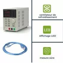 ALIMENTATION DE LABORATOIRE PROGRAMMABLE 0-30 VCC / 5 A max. - DOUBLE AFFICHEUR LED avec INTERFACE USB 2.0  (LABPS3005DN)