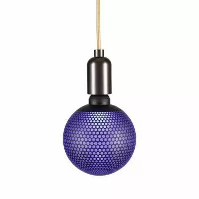 Ampoule d�co bleue motifs hexagones E27 G125, Led 3.5W,  60-100lm, 2700K, Dimmable (174116)