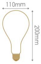 Ampoule Géante Filament LED TWISTED 200mm 4W E27 2000K 200Lm Dimmable Ambrée (716625)