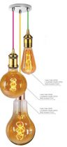 Ampoule Géante Filament LED TWISTED 200mm 4W E27 2000K 200Lm Dimmable Ambrée (716625)