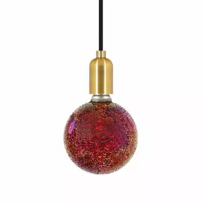 Ampoule globe d�co Mosaique rouge, G125, E27, Led 4W, 2700K, 470lm dimmable (719040)