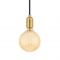 Ampoule globe déco strièe ambrée G125, E27, Led 3.5W, 1800K, 120lm, dimmable (719036)