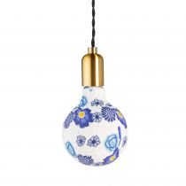 Ampoule globe imprimé floral bleu, Led, E27, G125 (976650)