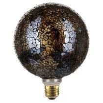 Ampoule globe mosaïque argentée, led (174125)