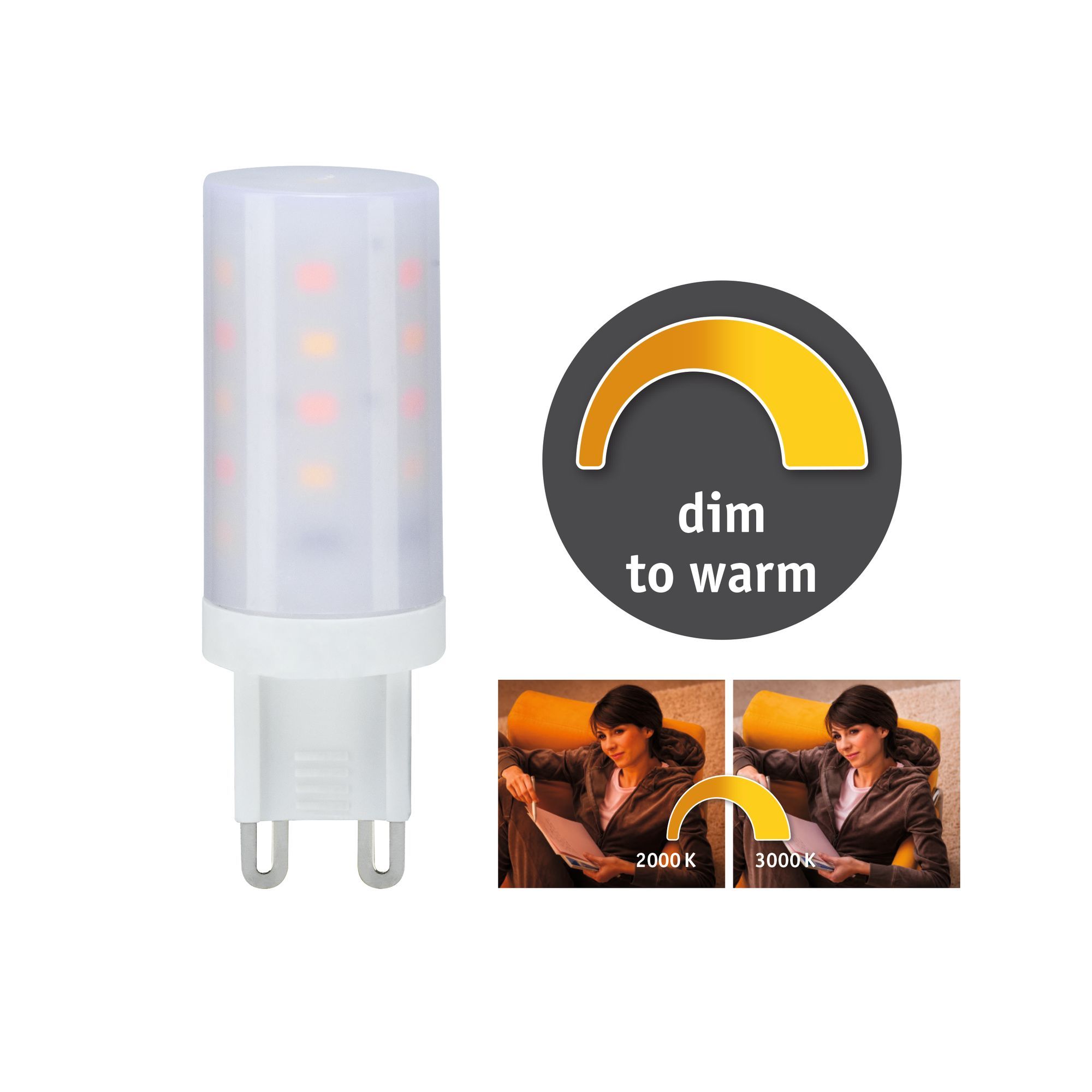 Ampoule Led à culot à ergots 4W G9 Blanc chaud dim to warm